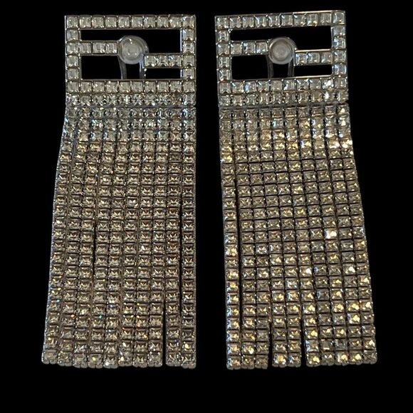 Elegant FENDI Silver Rhinestone Earrings - Picture 3 of 7
